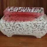 Old planter set and 2 Clichy glass vases