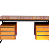 Desk in oak and lacquered metal 1970s