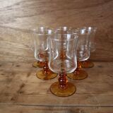 6 verres à eau pied ambré Luminarc "Antique"