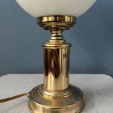 Set of 2 Vintage Golden Opal Glass Desk Lamp