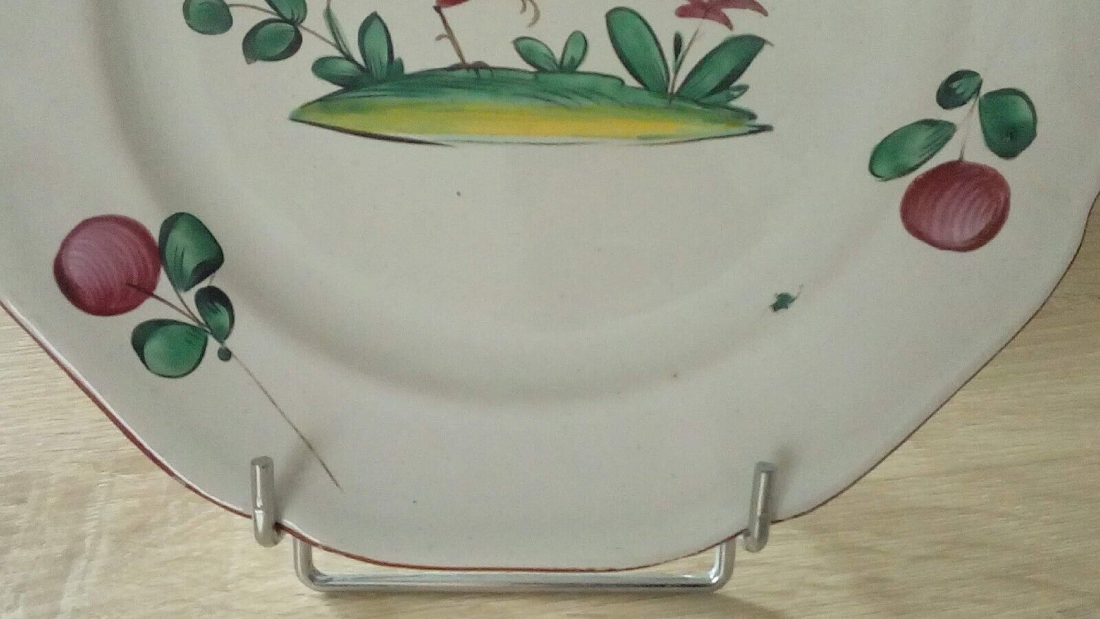 Luneville Saint Clement earthenware plate decorated with rooster late 19th century