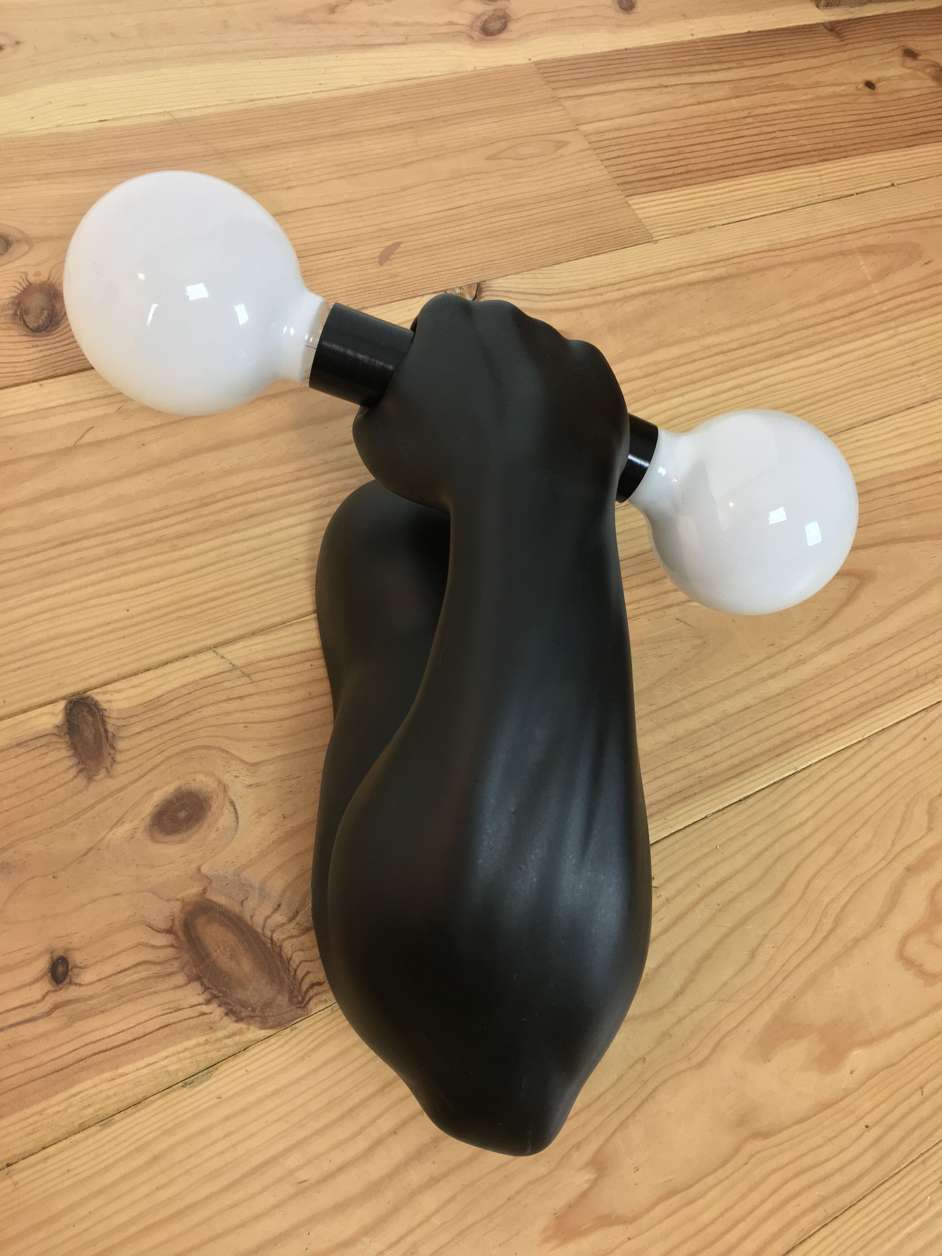 "Haltère" sconce by J.C. Peiré 1980, black ceramic