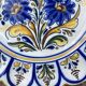 Assiette murale fleurs bleu jaune espagnole
