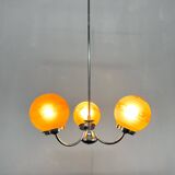 Lustre en chrome et verre dépoli des années 1950