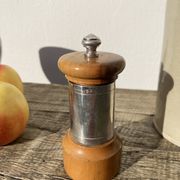 Peugeot pepper tree for Christofle in silver metal and vintage wood