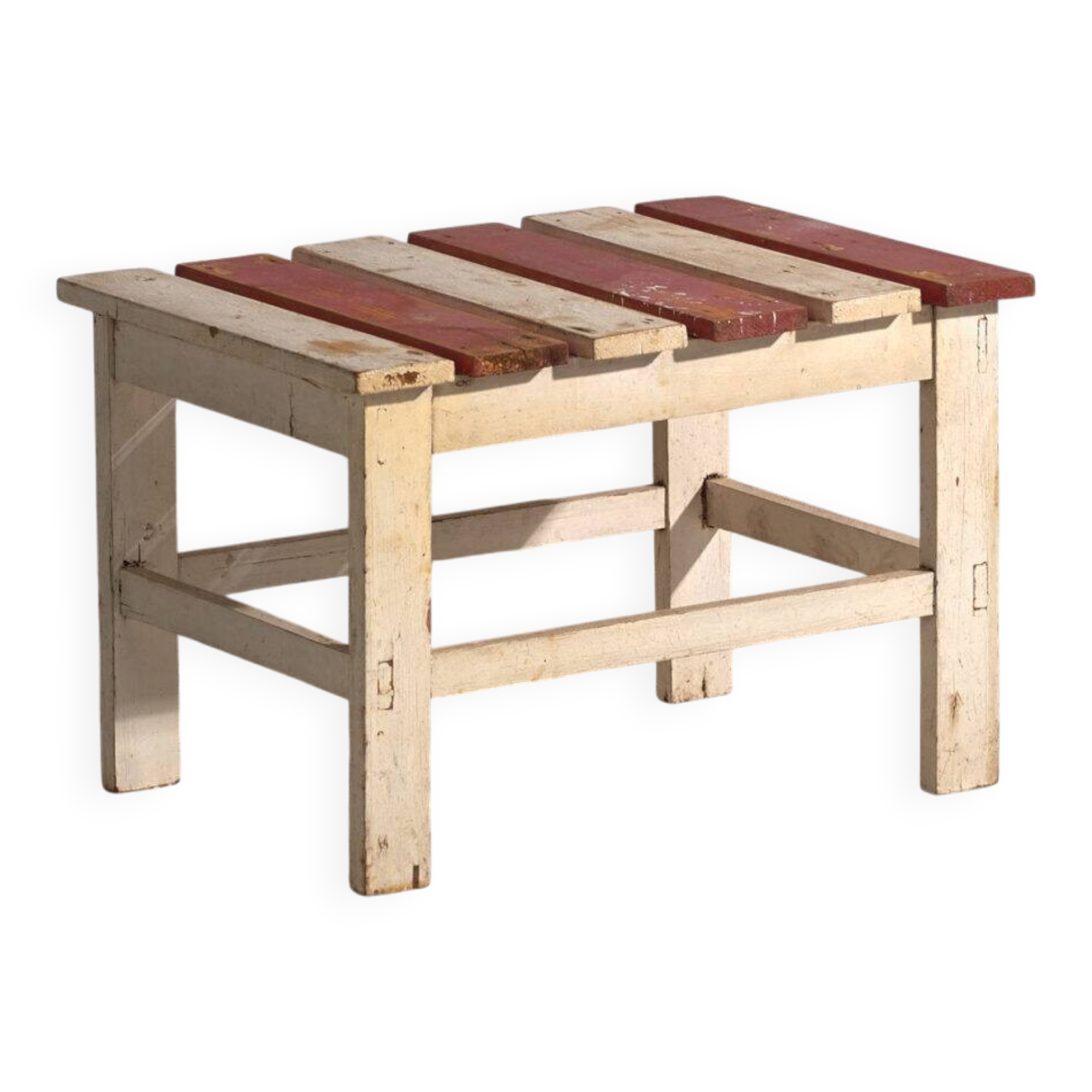 Rustic low bench made of wood – Central Europe, around 1940