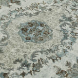 Handmade Hi-Low Pile Anatolian 1980s 195 cm x 283 cm Blue Rug