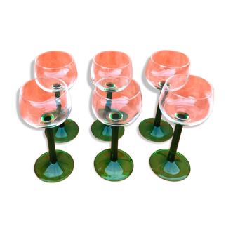 6 White Wine Glasses from Alsace Made in France