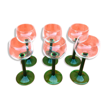 6 White Wine Glasses from Alsace Made in France