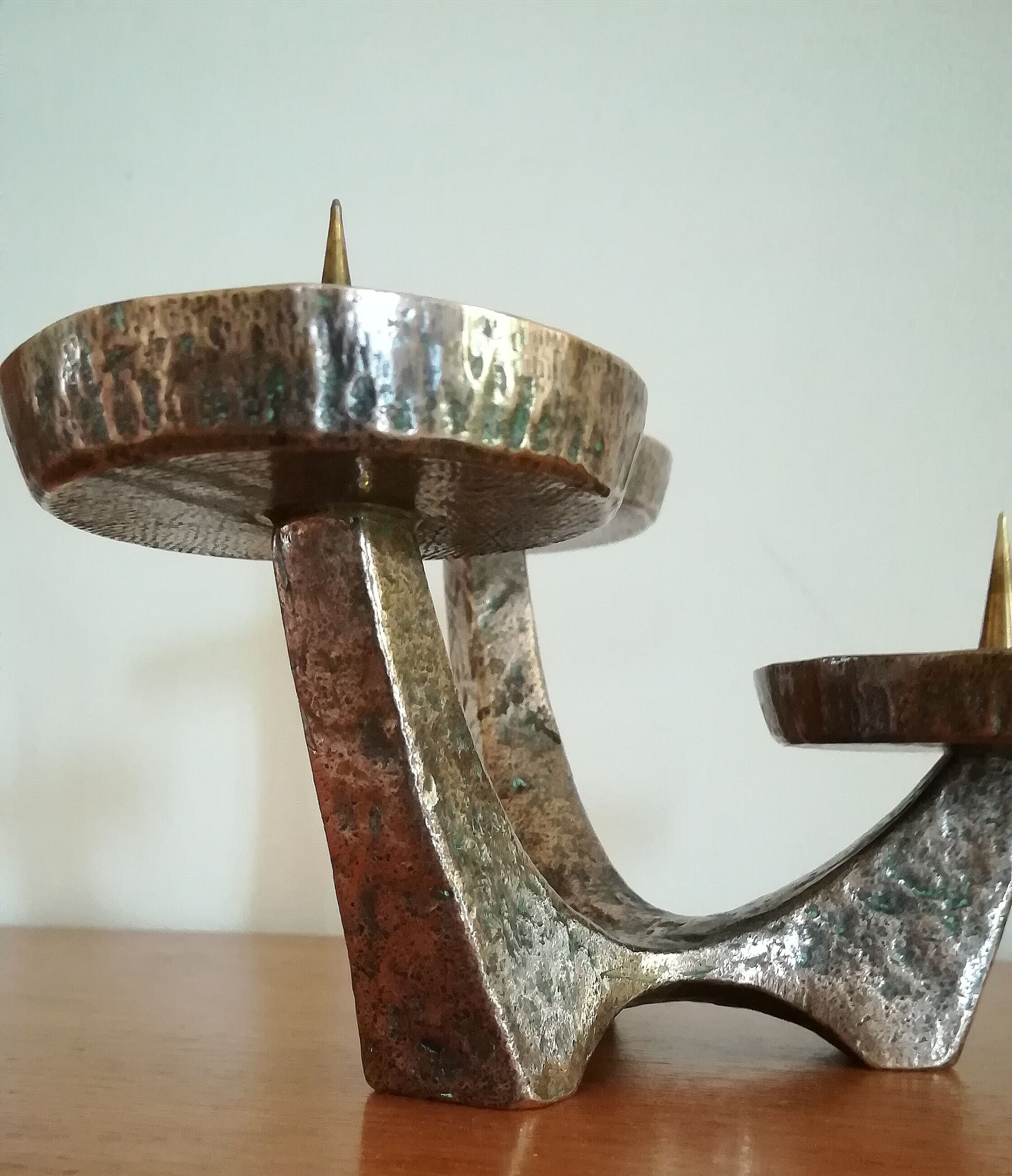 Vintage patinated bronze bougeoir 60/70v