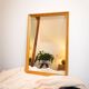 Miroir doré rectangulaire vintage, cadre en bois mouluré avec perles et feu