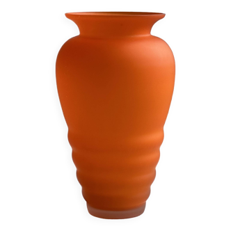Vintage orange glass vase