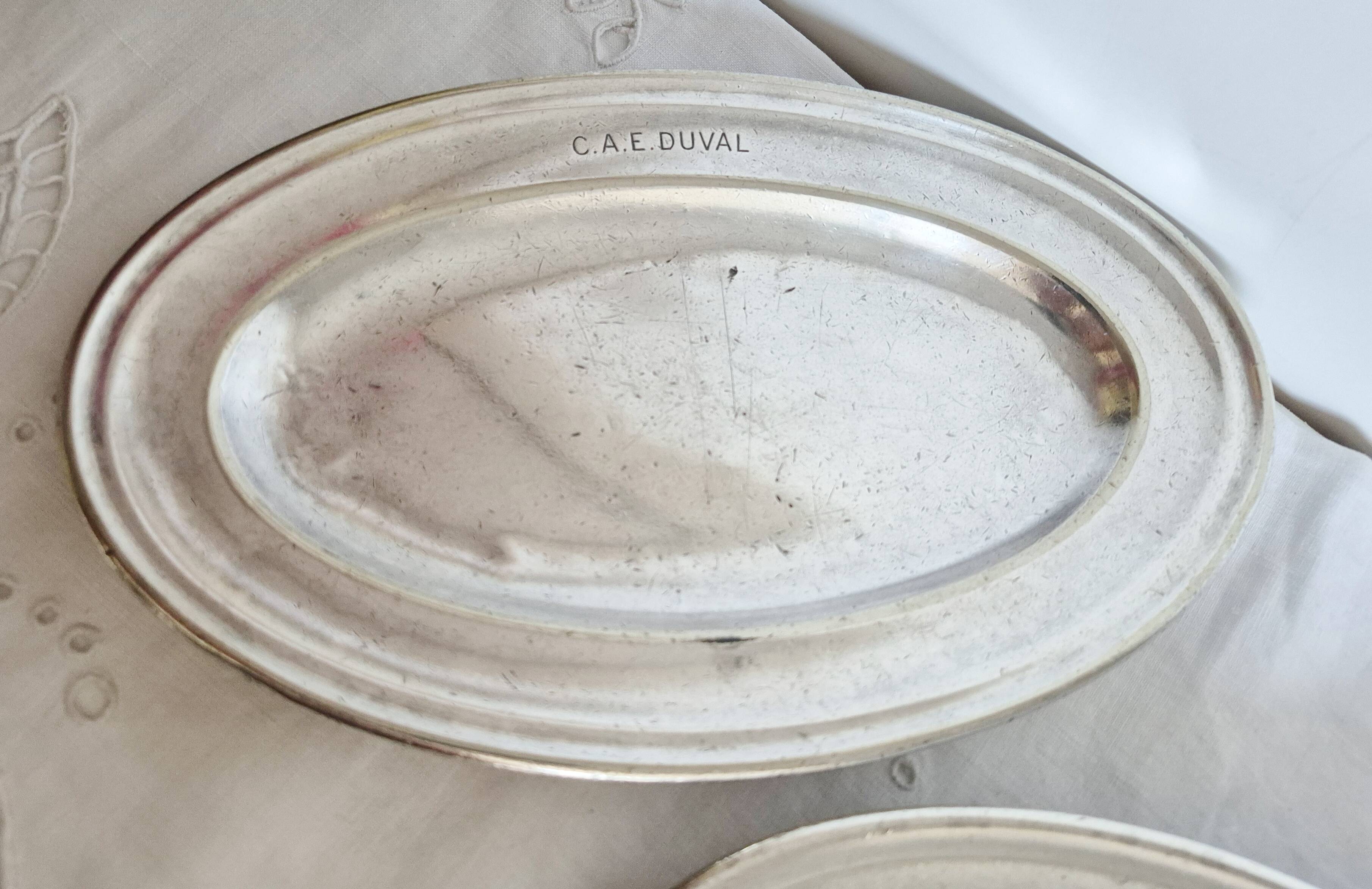 Oval silver-plated metal platters, Christofle