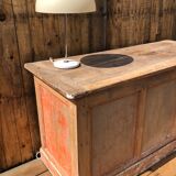 Patinated raw wood countertop