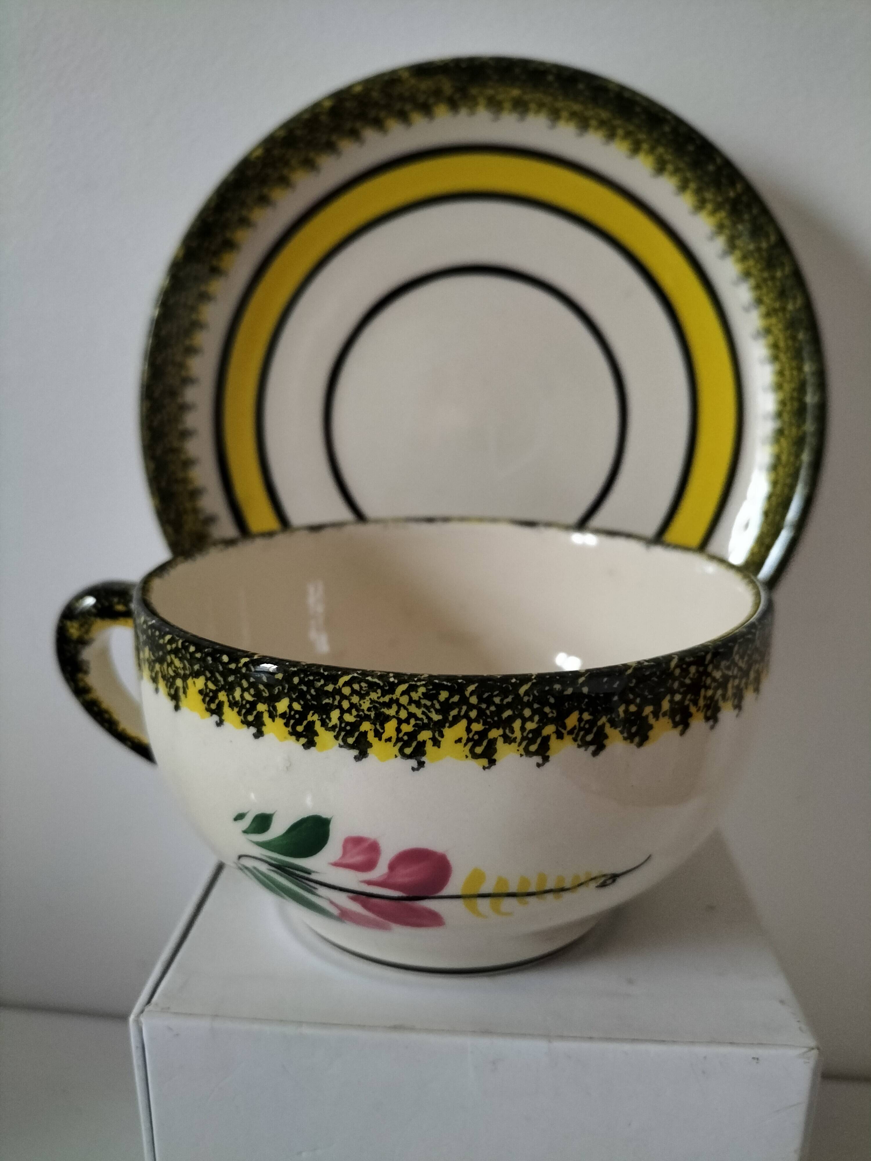 Two Henriot Quimper cups and saucers