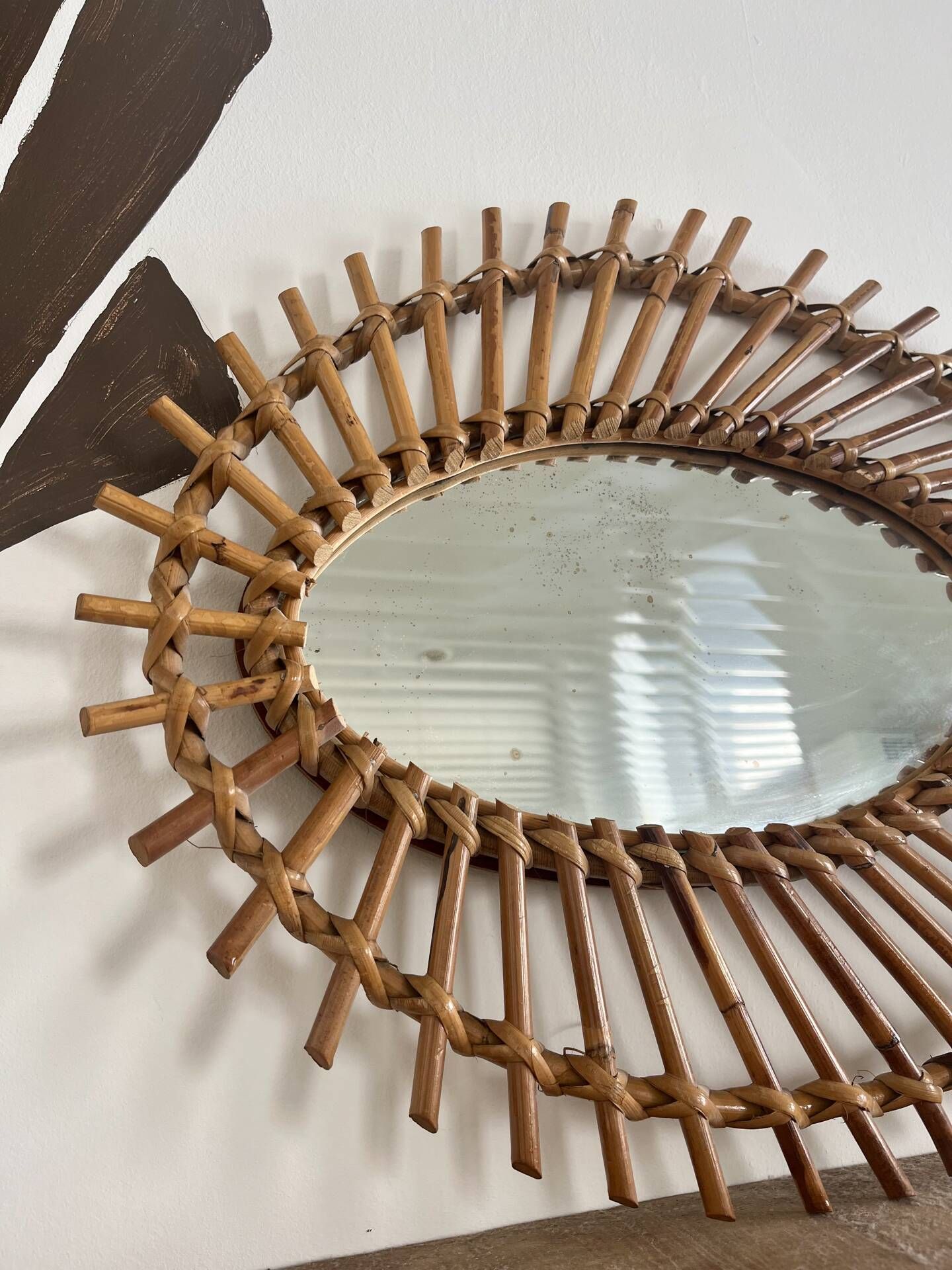Vintage rattan mirror