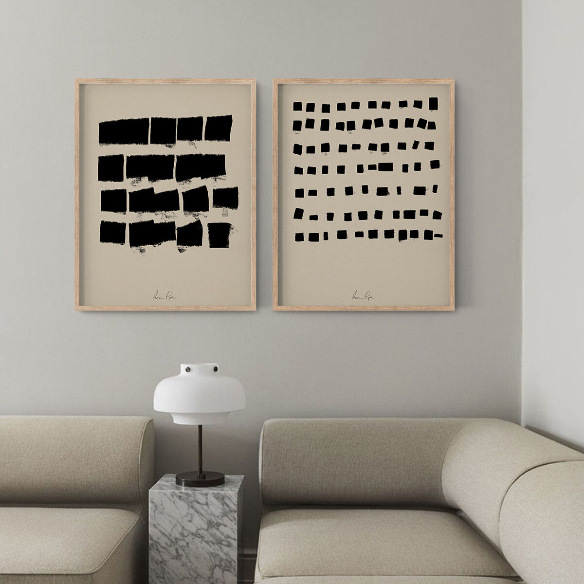 Pair of giclee prints, abstract wall art set of two, 50x70cm