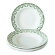 Set of 5 soup plates with floral border, green, St Amand, 1950