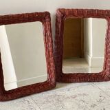 Pair of vintage rattan wicker mirrors
