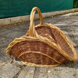Rattan and wicker log basket