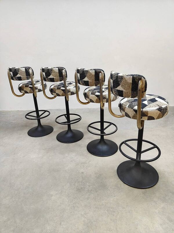 Tabourets de bar Cobra au design suédois vintage Borje Johanson « Design géométrique »