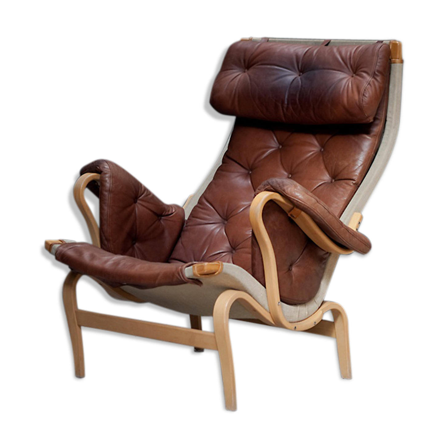 A Pernilla 69 leather lounge chair by Bruno Mathsson for Dux, 1969