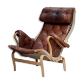 A Pernilla 69 leather lounge chair by Bruno Mathsson for Dux, 1969