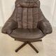 Vintage danish mid century leather swivel egg chair by bramin 1960,s