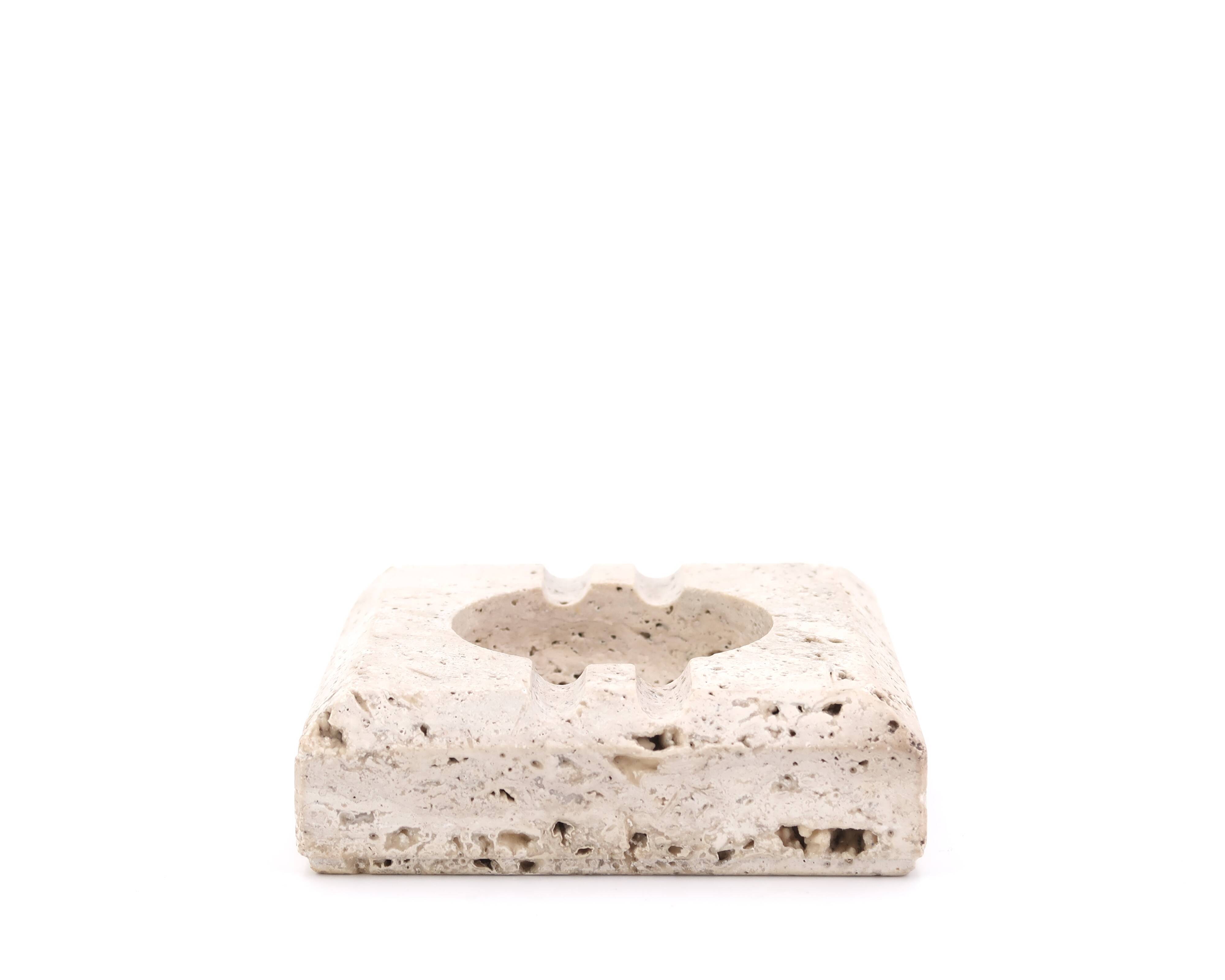 Square travertine ashtray, 1970s