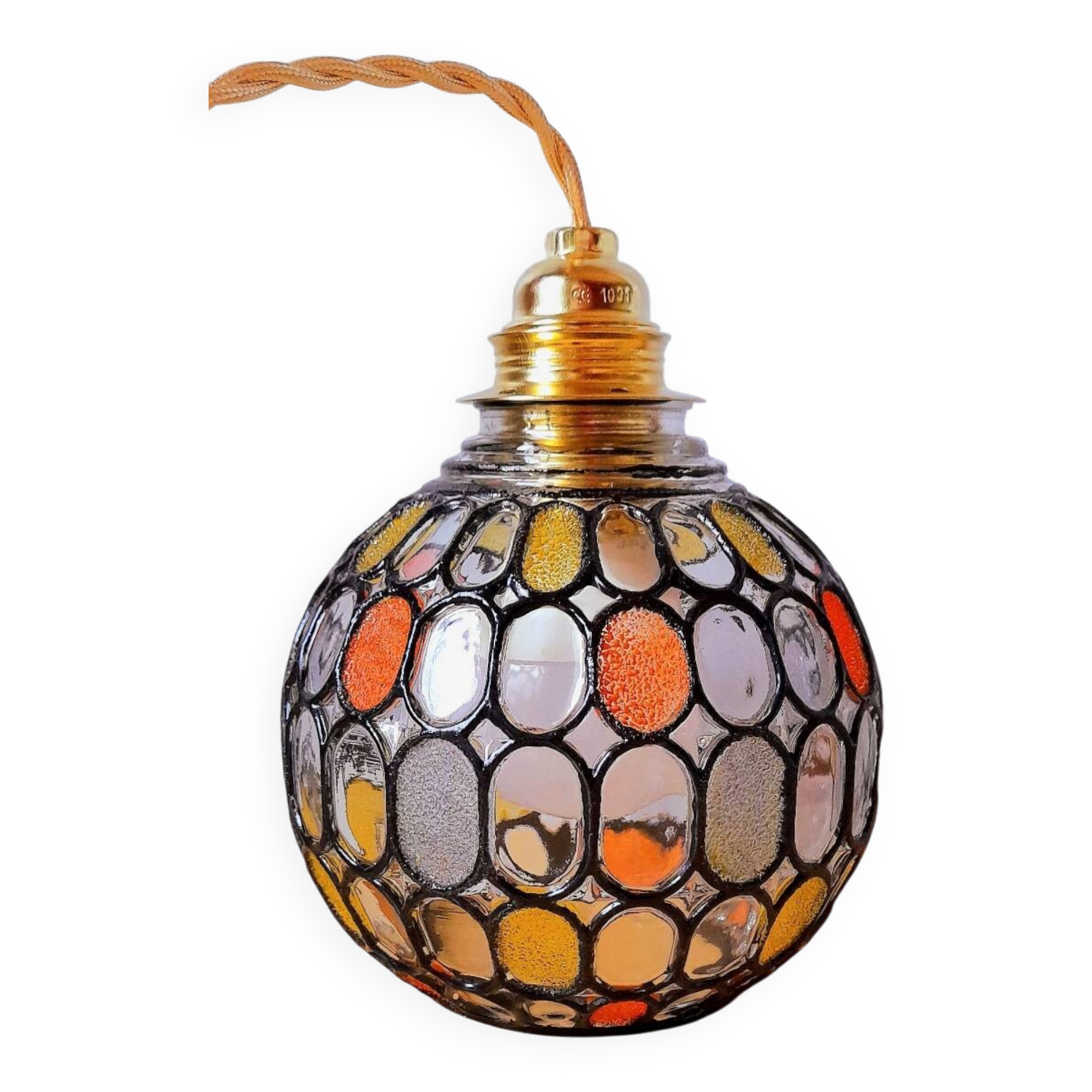 Colored glass portable lamp