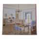 Original old watercolor - Interior architecture