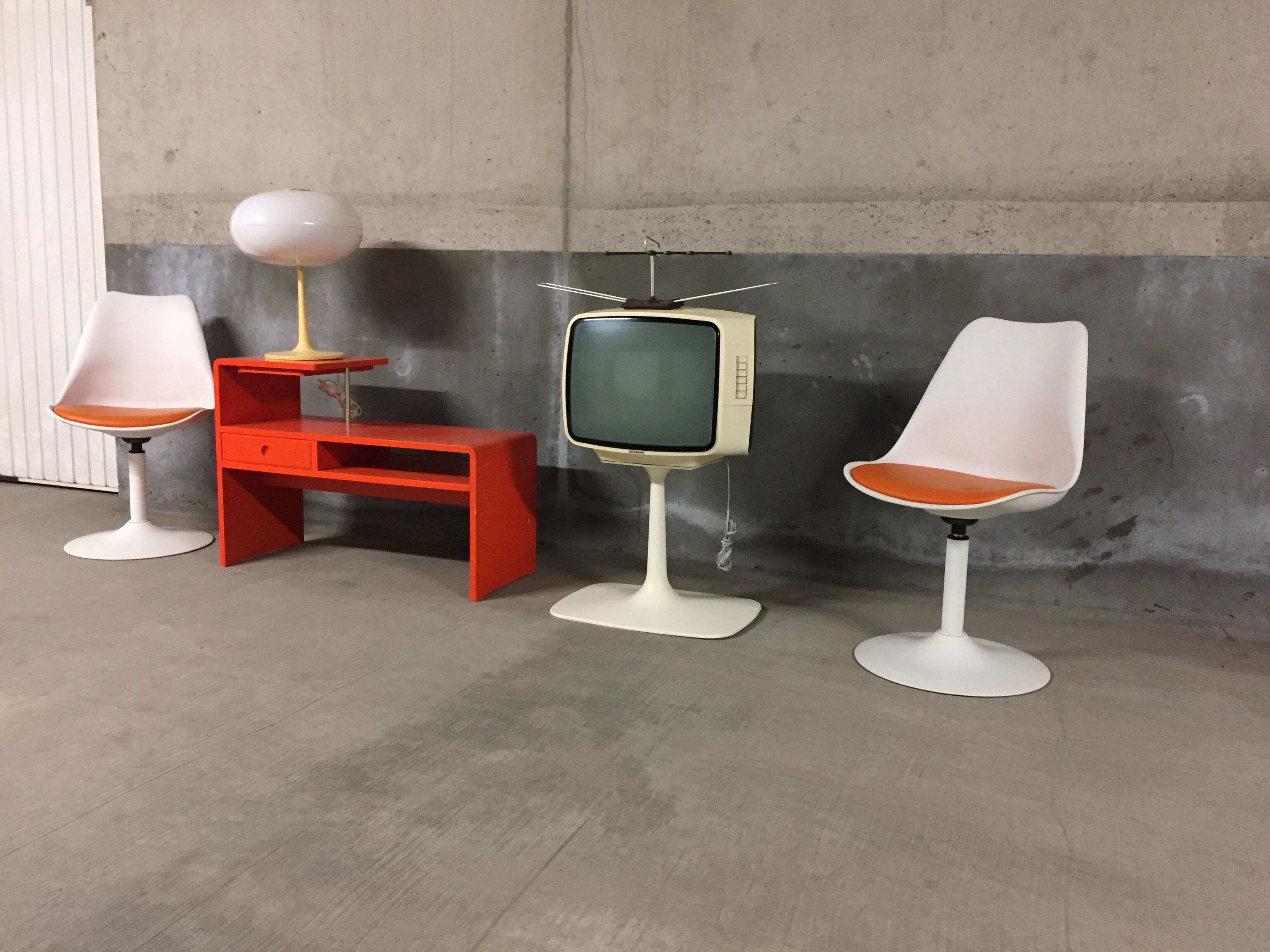 Former tv feet tulip space age circa 1970s