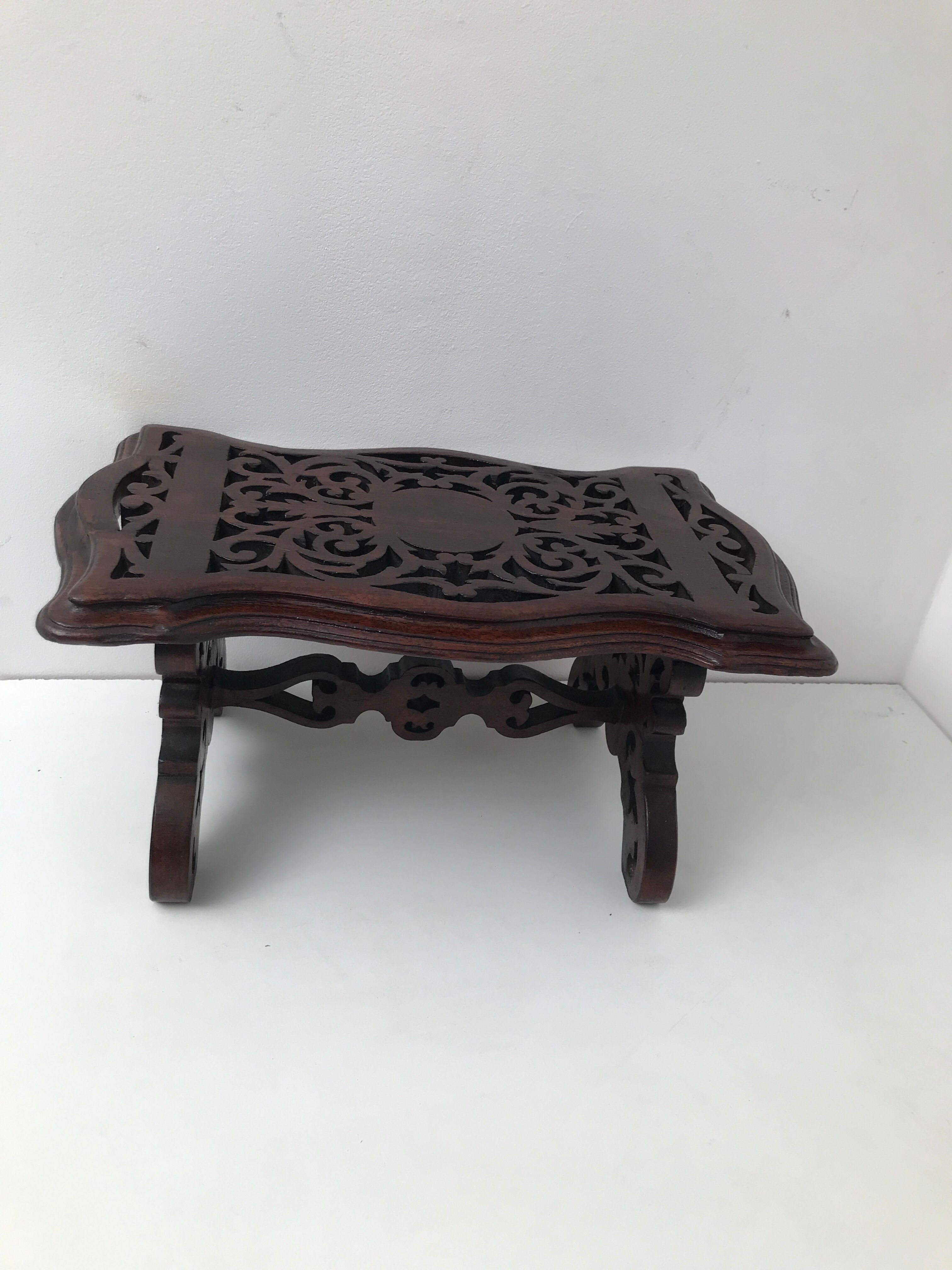 Vintage carved wooden footrest