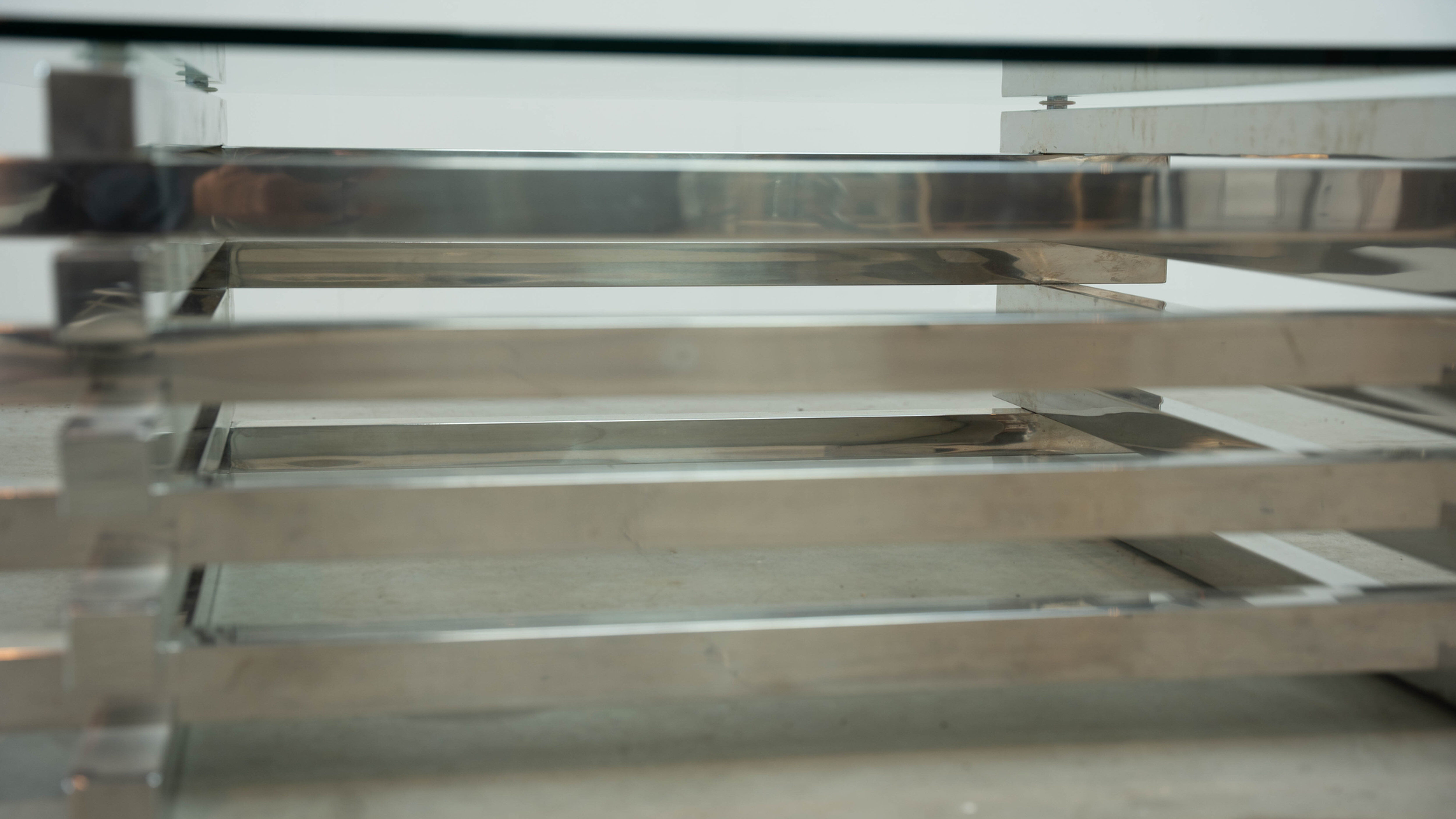 Sculptural French chrome coffee table