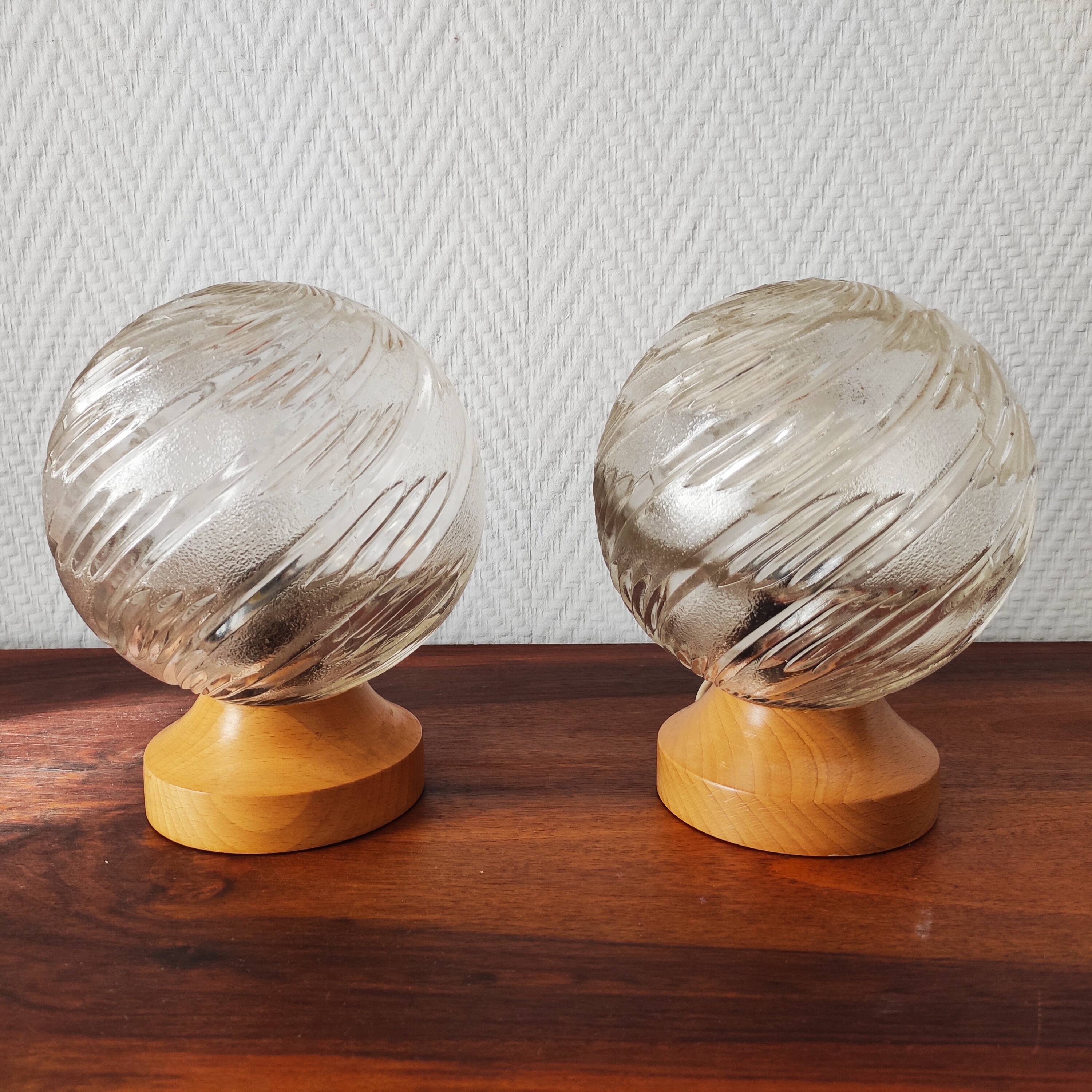 Pair of vintage Art Deco style bedside lamps