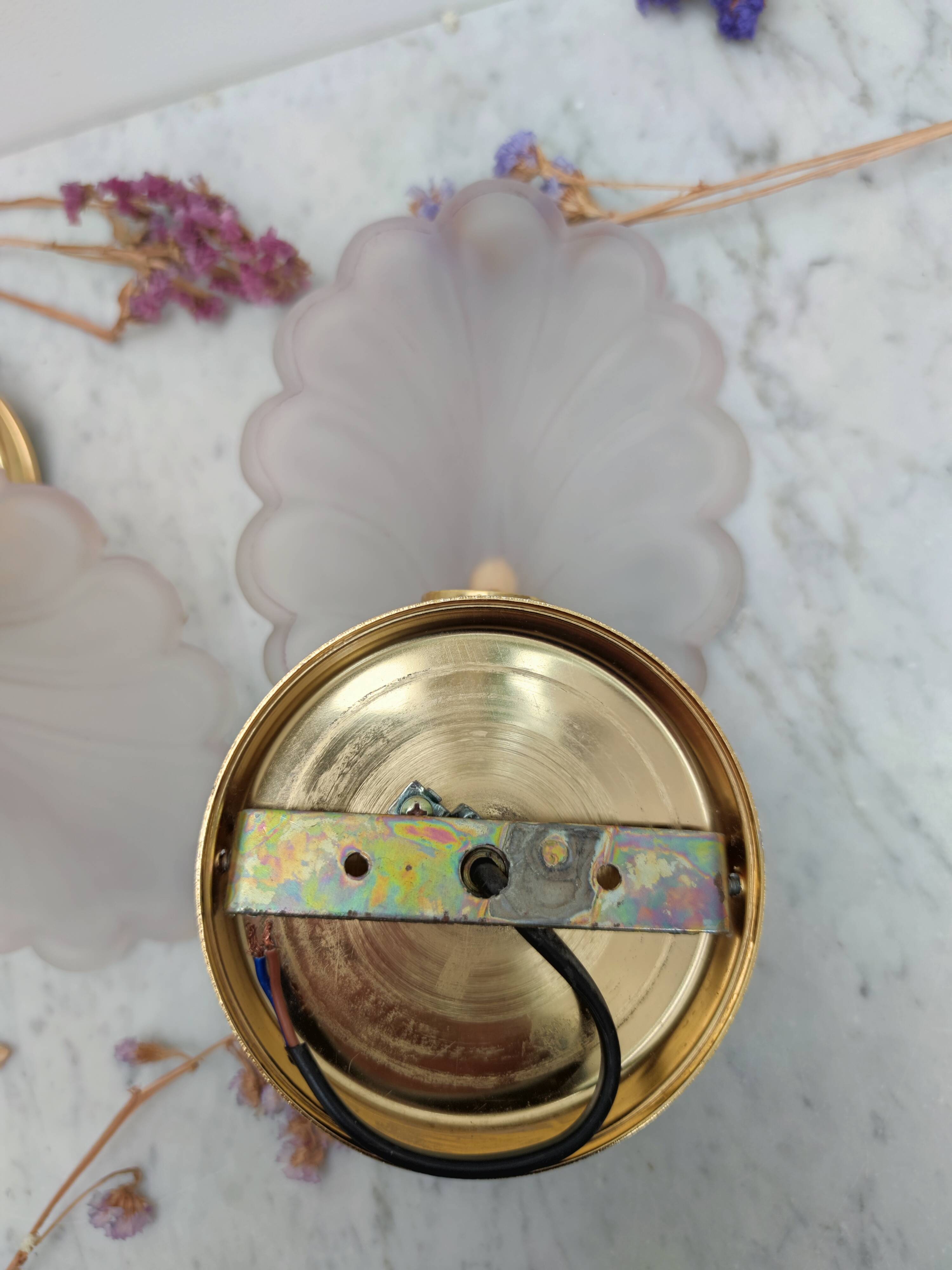 Pair of pink petal sconces