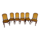 Suite of 6 Louis XV style chairs in walnut nineteenth yellow velvet