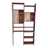Scandinavian modular library shelves - lacquered mahogany metal 1970