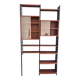 Modular Scandinavian library shelves - lacquered mahogany metal 1970