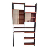 Modular Scandinavian library shelves - lacquered mahogany metal 1970