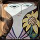 Face illustration ceramic bowl by Mari Simmulson for Upsala Ekeby, Sweden, 1960s