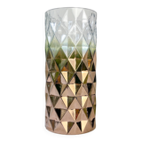 Vintage glass vase with geometric pattern in rose gold gradient