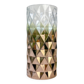 Vintage glass vase with geometric pattern in rose gold gradient