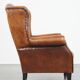 Fauteuil à oreilles en cuir de mouton vintage de style anglais