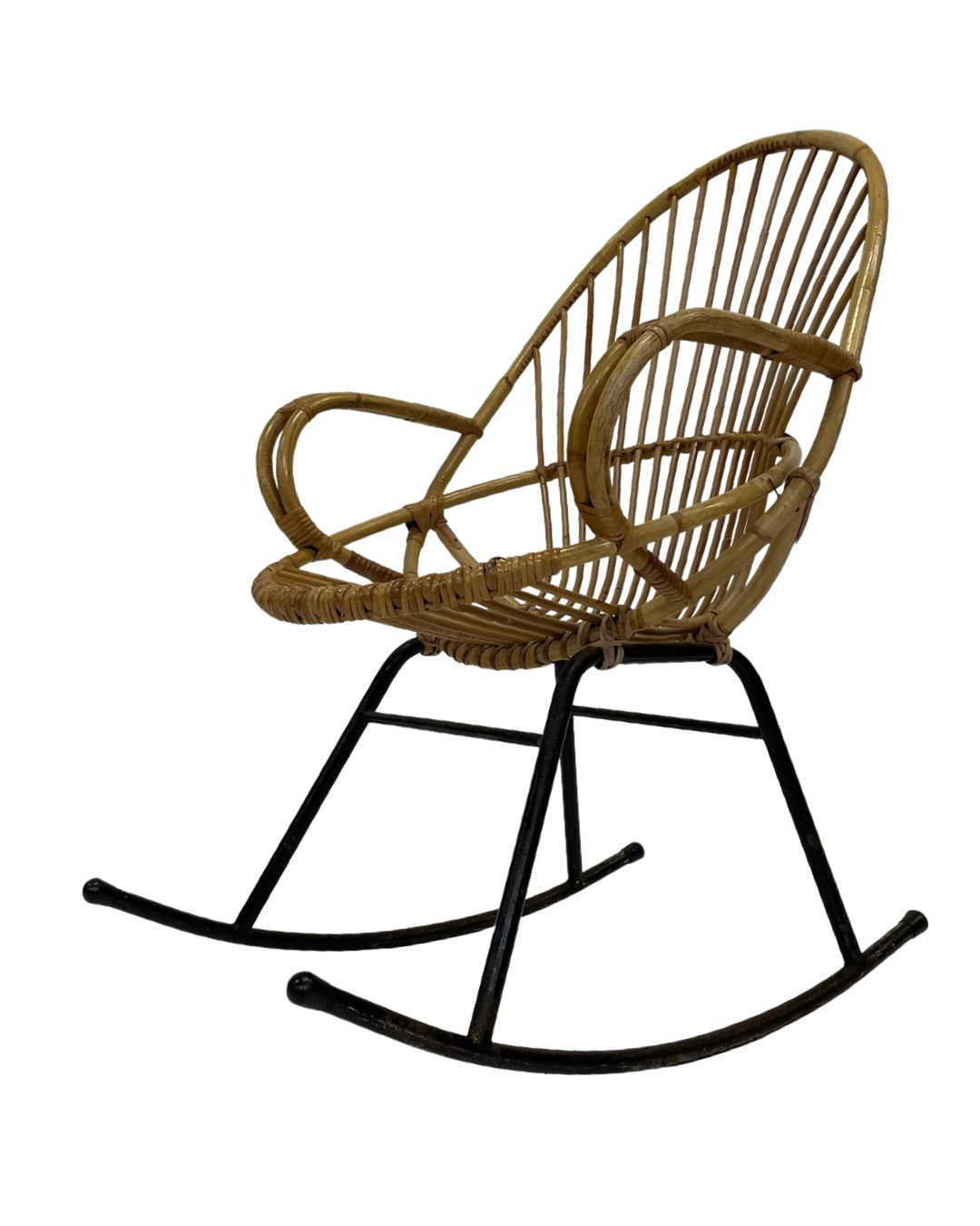 Vintage Dirk van Sliedregt Rohe Noordwolde rattan rocking chair