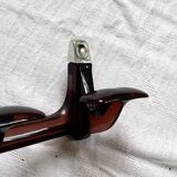 Antique towel rack, coat rack, 3 hooks in auburn purple plexiglass