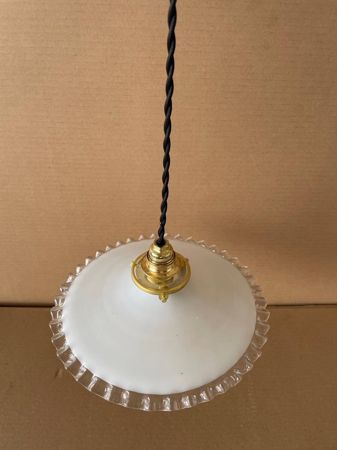 Antique opaline pendant light
