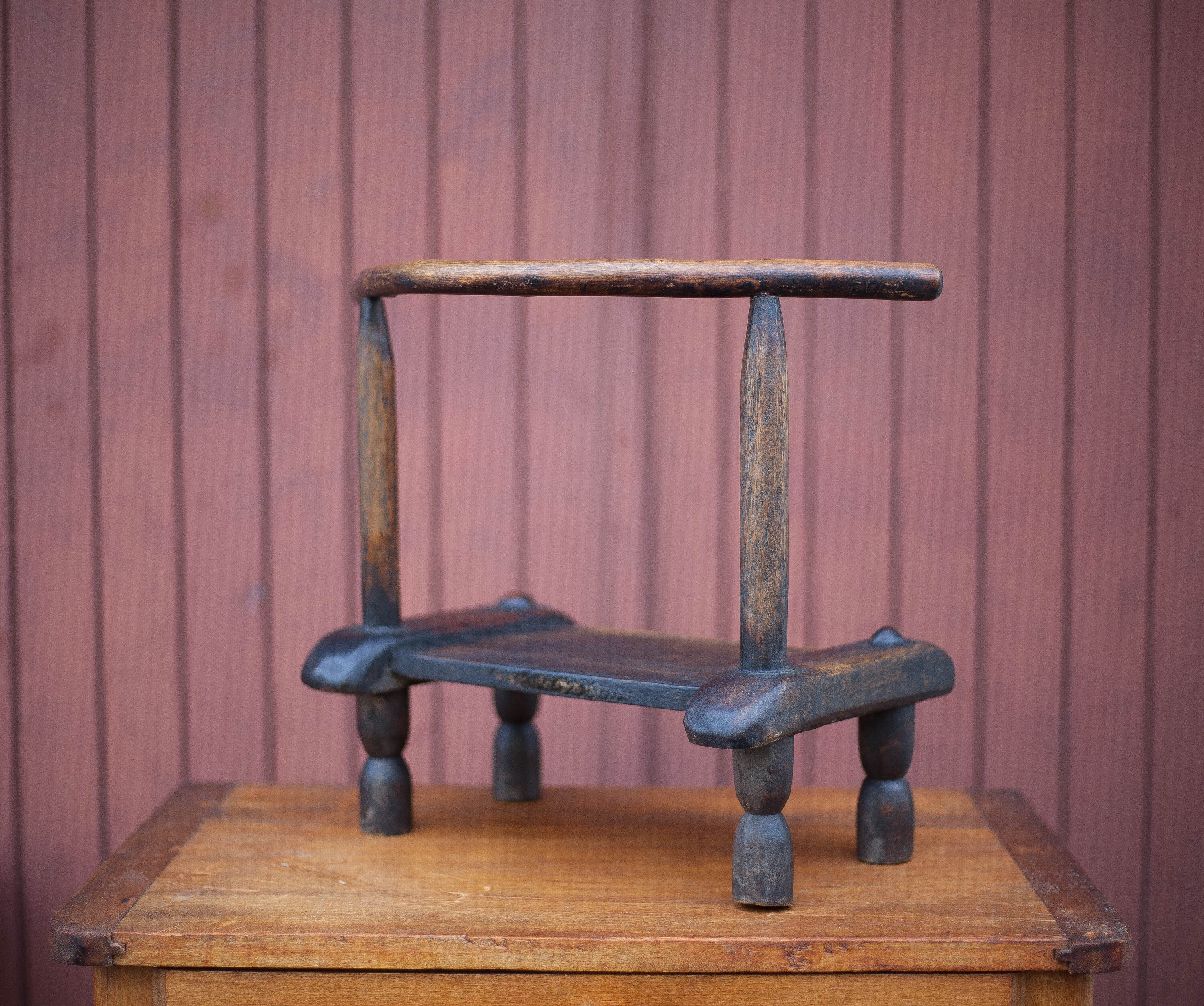 African chair in brutalist wood, vintage wood chair, Baoulé chair from Ivory Coast, decoration
