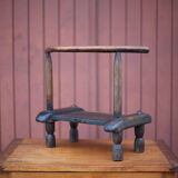 African chair in brutalist wood, vintage wood chair, Baoulé chair from Ivory Coast, decoration