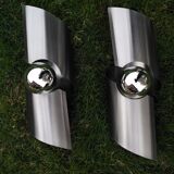 Pair vintage wall lamps space age